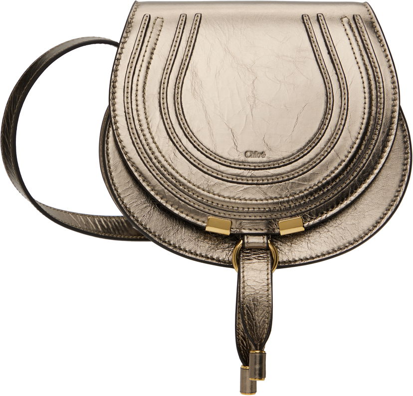 Torba za čez ramo CHLOÉ Small Metallic Leather Saddle Bag Kovinski | CHC25SS680O54