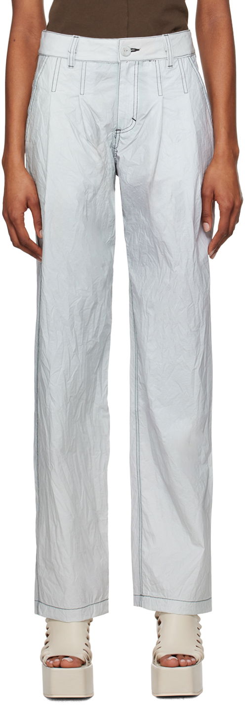 Hlače Eckhaus Latta Pleated Trousers Siva | 9016-EL-SS24-S -