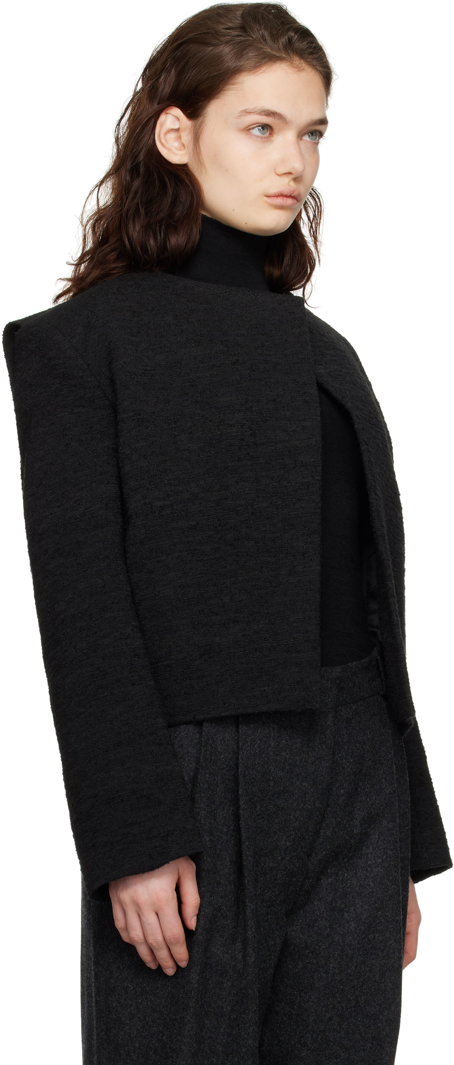 Telovnik TOTEME TOTEME Cropped Bouclé Jacket Črna | 251-WRO4309-FB0271, 1