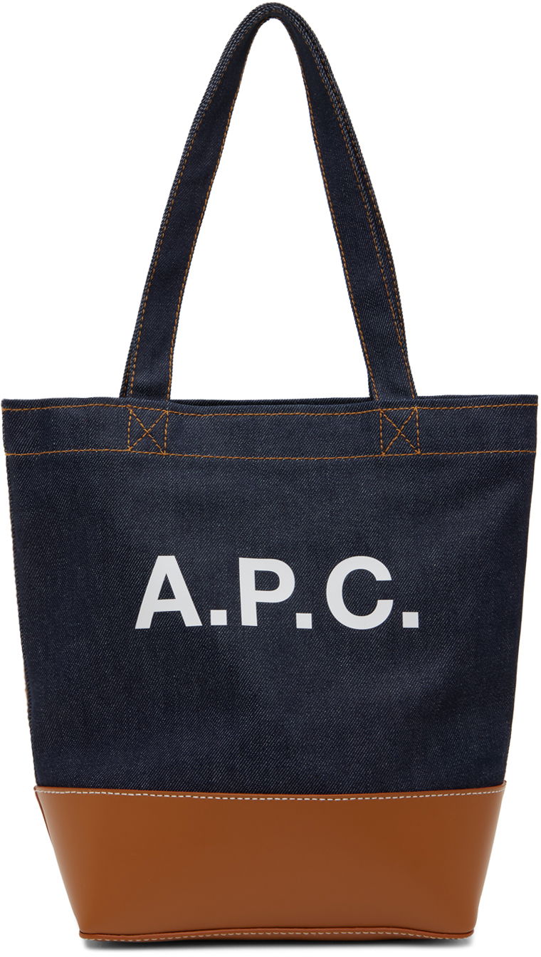 Nahrbtniki in torbe A.P.C. Navy & Tan Small Axel Tote Črna | CODDP-M61568, 0