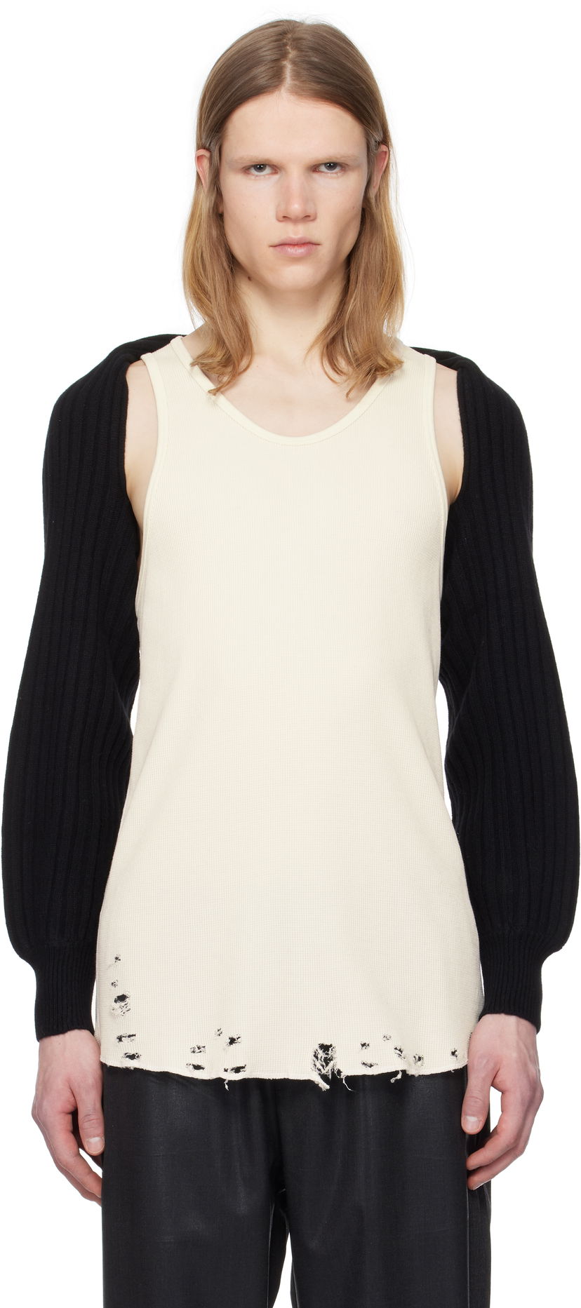 Pleteni pulover Alexander Wang Alexander Wang Hybrid Ribbed Sleeves Črna | 1KC1259090