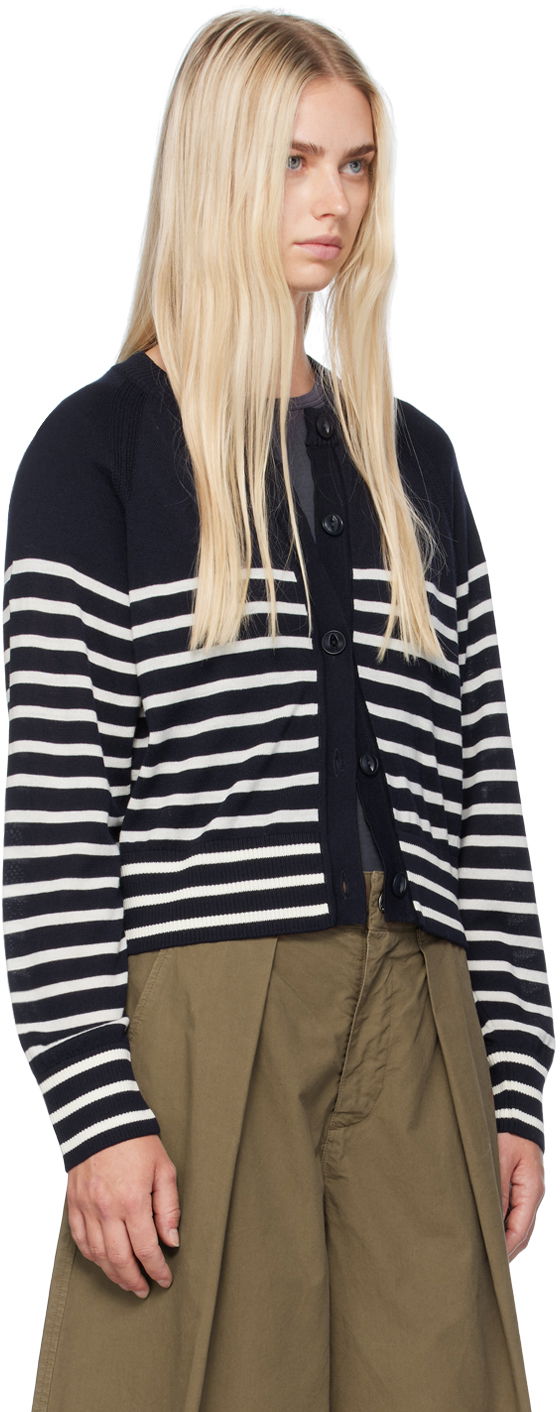 Pleteni pulover YMC YMC Foxtail Stripe Cardigan Mornarica | Q8WMD, 1