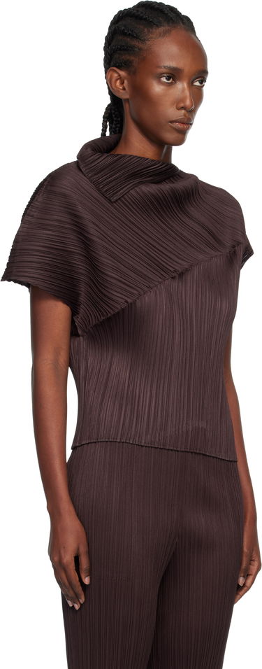 Majice in brezrokavniki Pleats Please Issey Miyake Pleats Please Issey Miyake Pleated Asymmetric Leap Top Bež | PP58JK461, 4