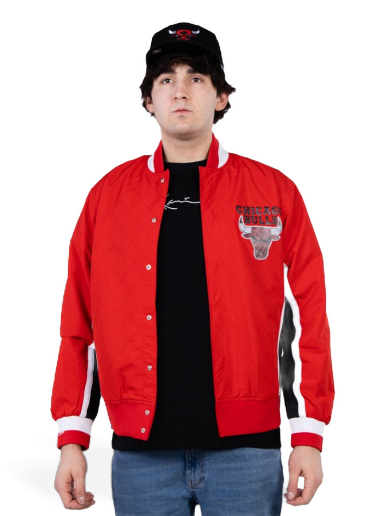Bomber jakna Mitchell & Ness 75th Anniversary Warm Up Jacket Chicago Bulls Rdeča | OJBF1201-CBUYYPPPRED1