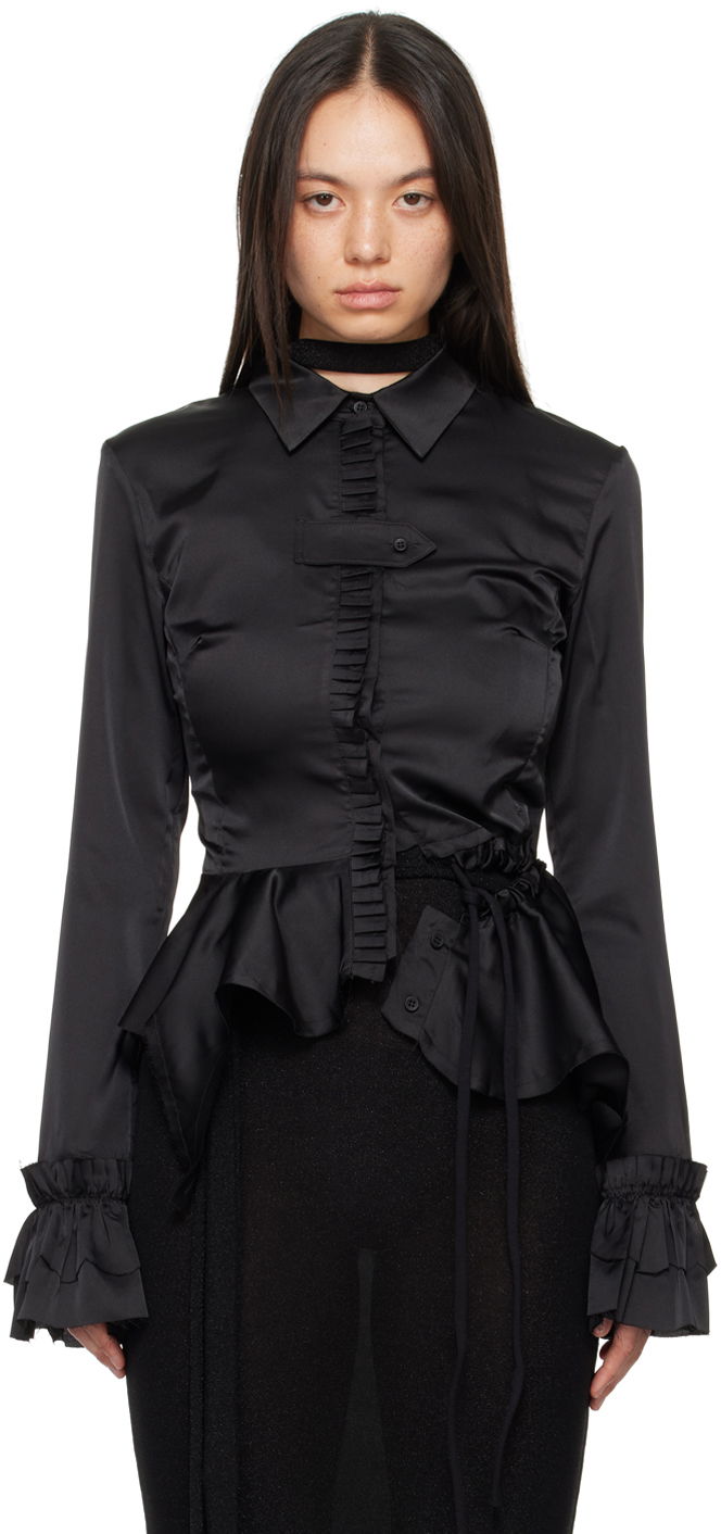 Srajce Ottolinger Ottolinger Ruffled Satin Blouse Črna | 1110105921