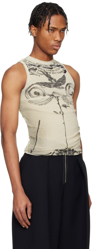 Majica brez rokavov Jean Paul Gaultier Jean Paul Gaultier 'The Tattoo Rose and Bird' Graphic Print Tank Top Bež | 25/34-F-DB054-T583-030030, 1