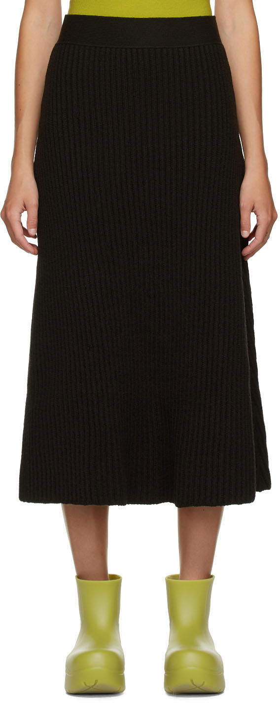 Krila Bottega Veneta Rib Distorted Mid-Length Skirt Črna | 638136 V08G0