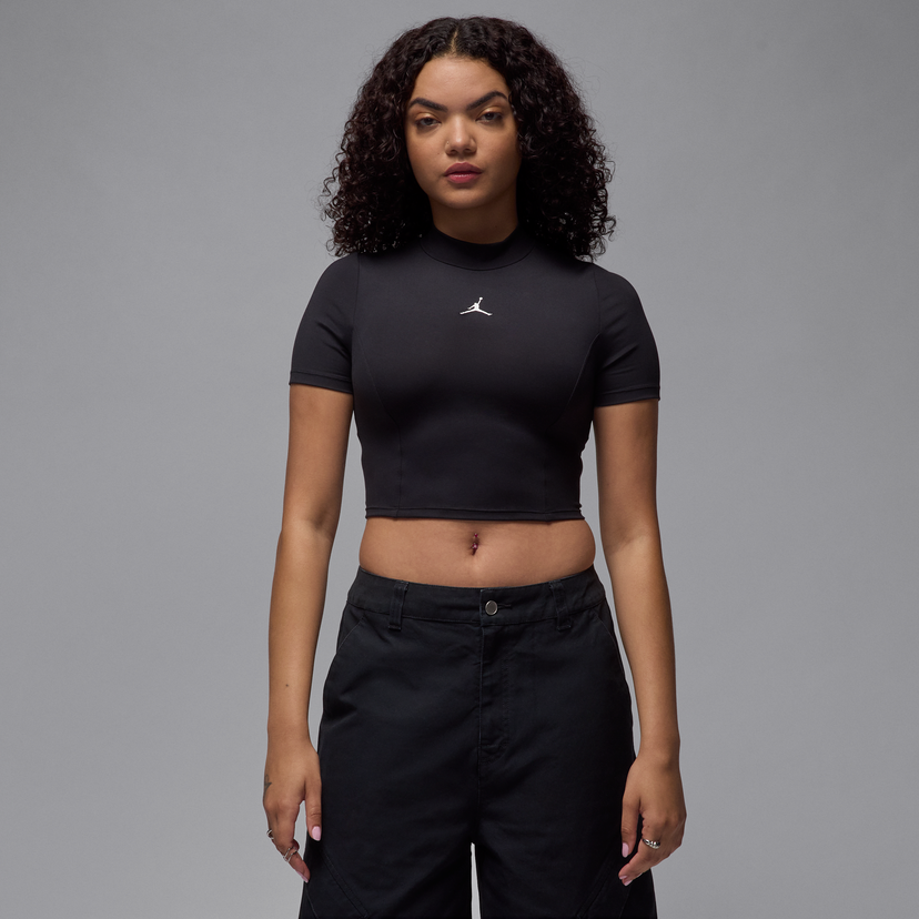 Krop-top Jordan Jordan Knit Crop Short Sleeve Top Črna | HJ0083-010