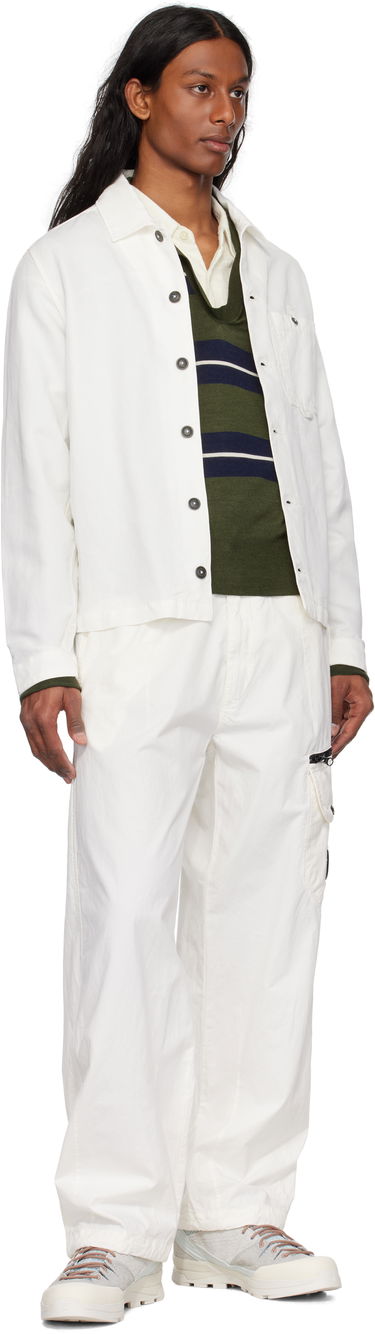 Srajce C.P. Company C.P. Company Lens Cotton Linen Overshirt Bela | 18CMOS102A-006273G, 3