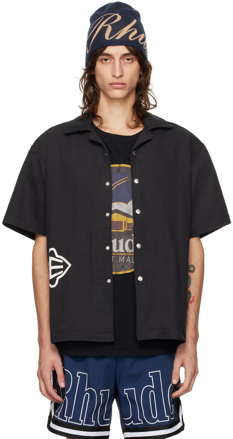 Srajce Rhude Black Cross Logo Shirt Črna | RHPF24SR03320