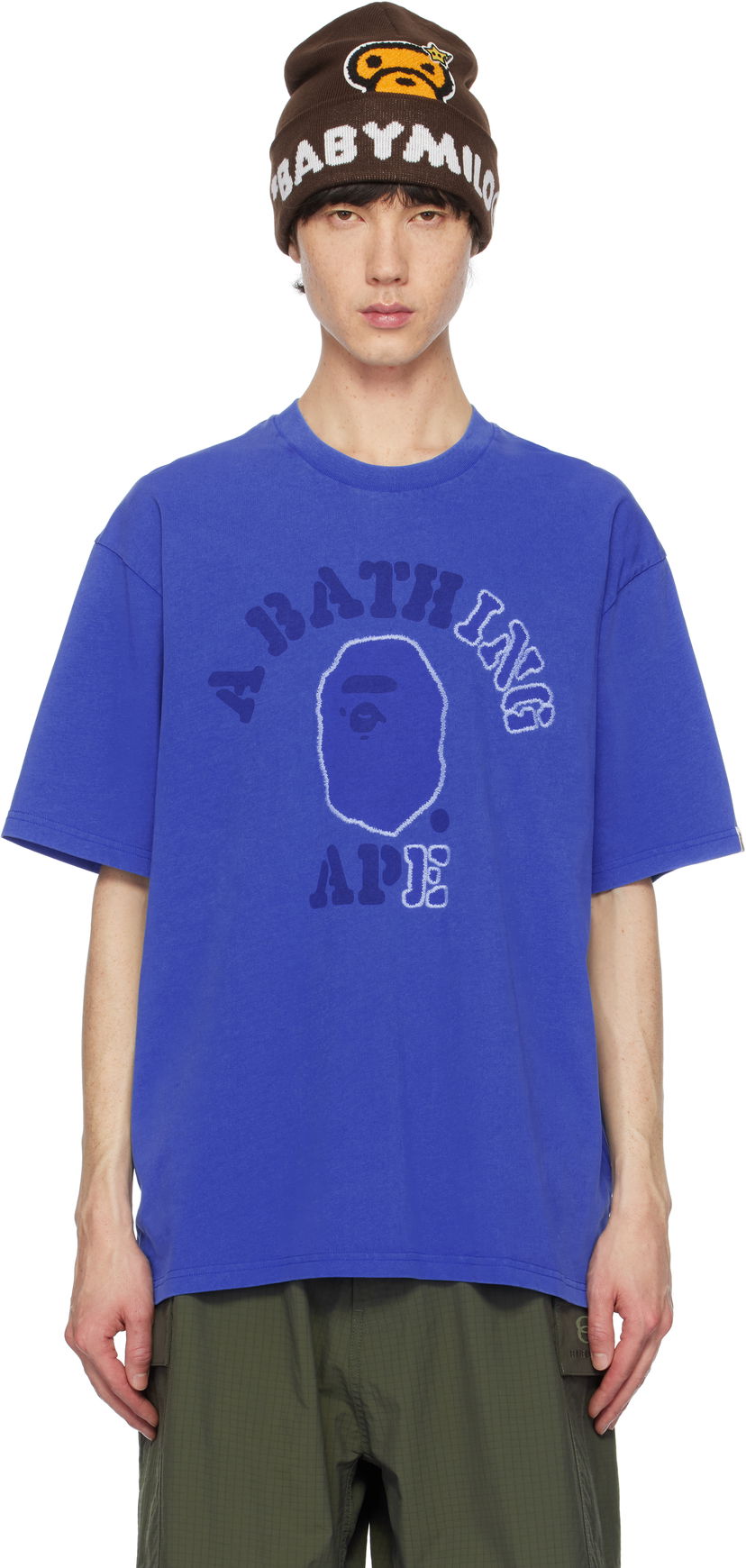 Majica BAPE Garment Dye College Relaxed Fit T-Shirt Modra | 001CSK801314M