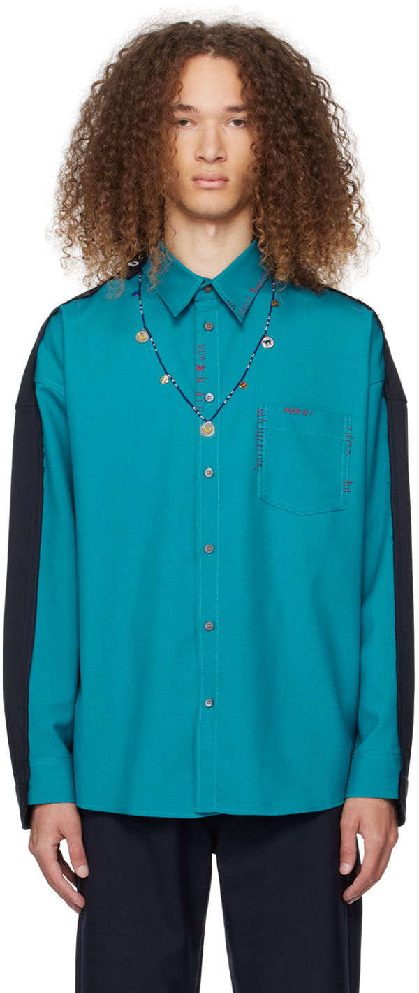 Srajce Marni Contrast Shirt Modra | CUMU0278QS TW839
