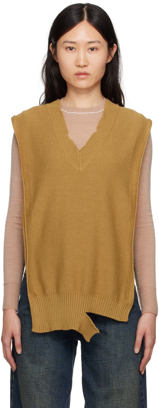 Pleteni pulover Maison Margiela MM6 Distressed Stole Bež | S52TH0052 S18444