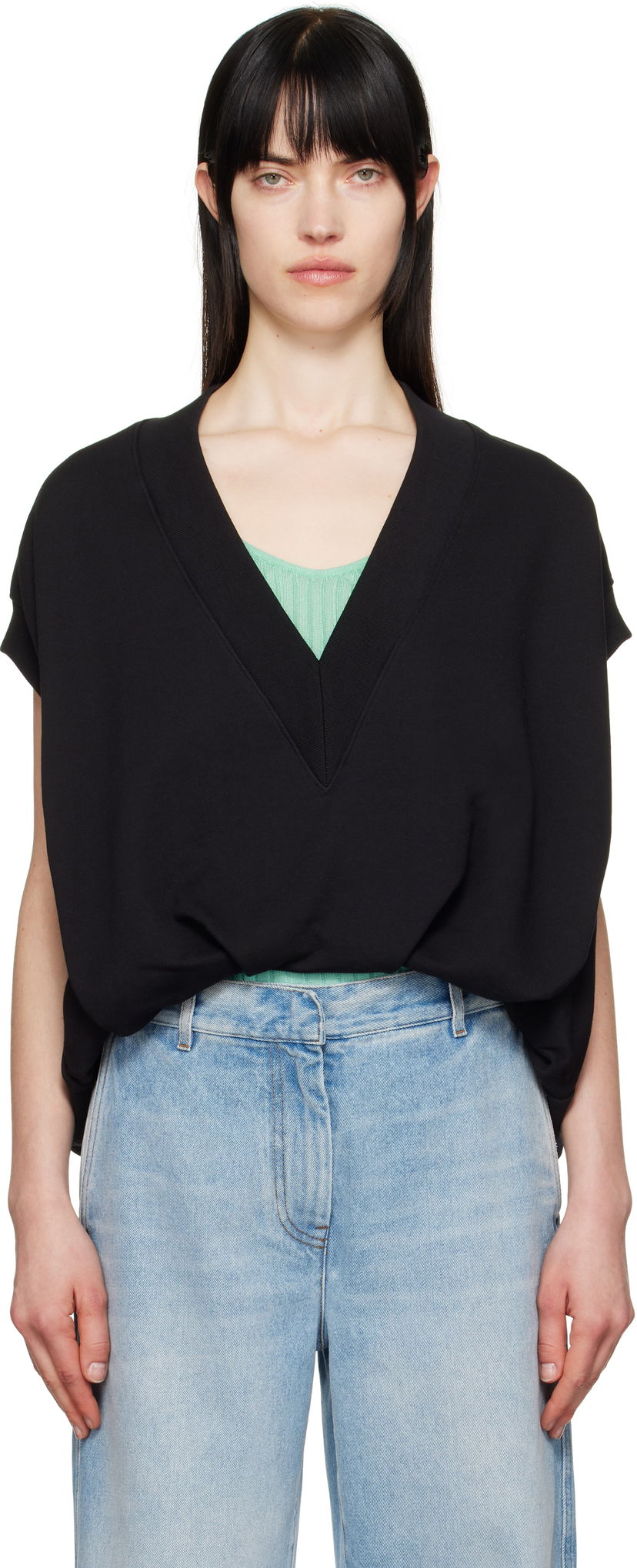 Pleteni pulover Dries Van Noten Dries Van Noten V-Neck Vest Črna | 251-011113-1610