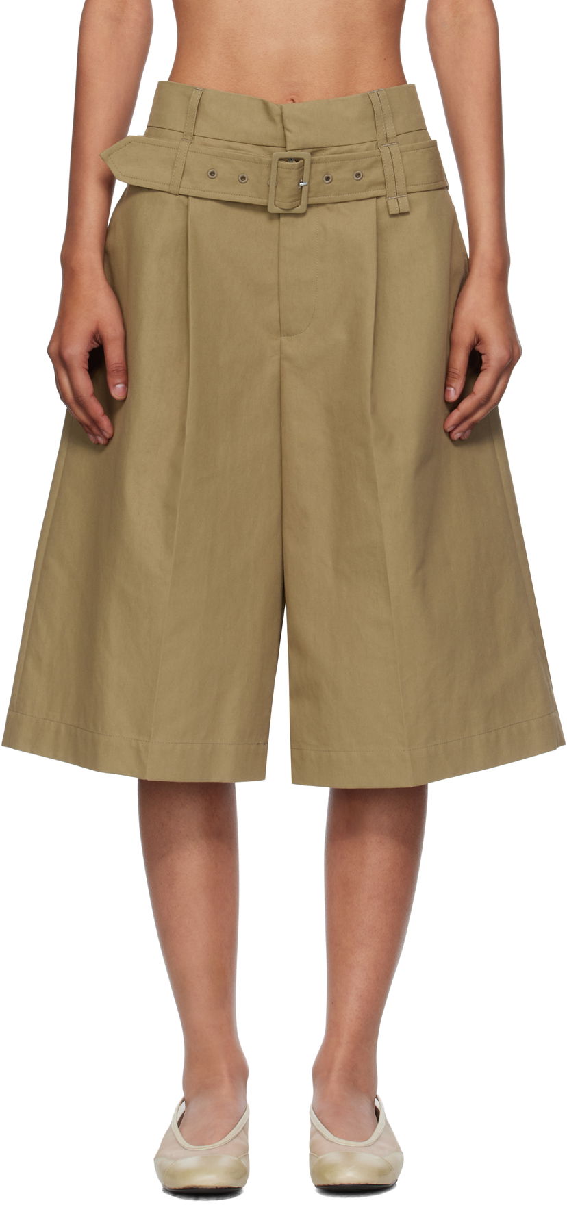 Kratke hlače Simone Rocha Simone Rocha Wide Leg Multi Belt Loop Shorts Bež | 4160 1267