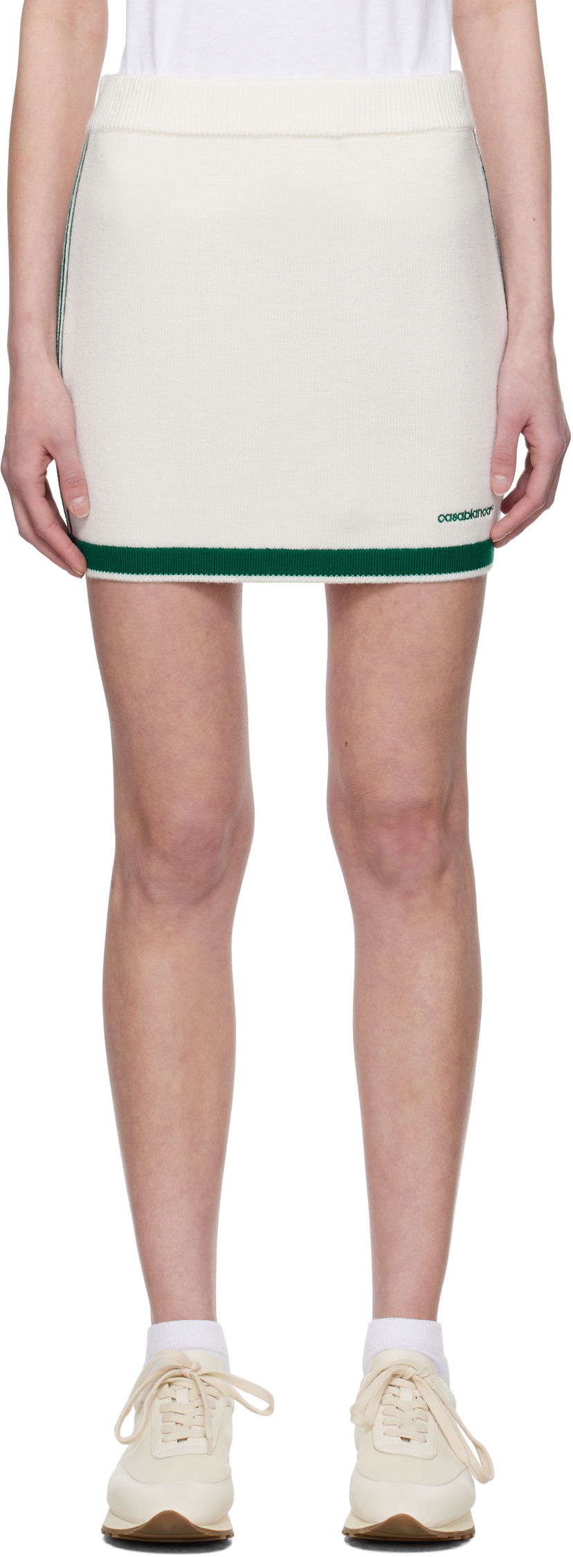 Krila Casablanca Casablanca Knit Tennis Miniskirt Bela | WPS25-KW-857-01