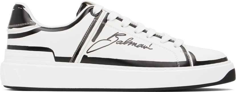 Superge in čevlji Balmain Balmain B-Court Printed Calfskin Bela | EM1VI288LCLP