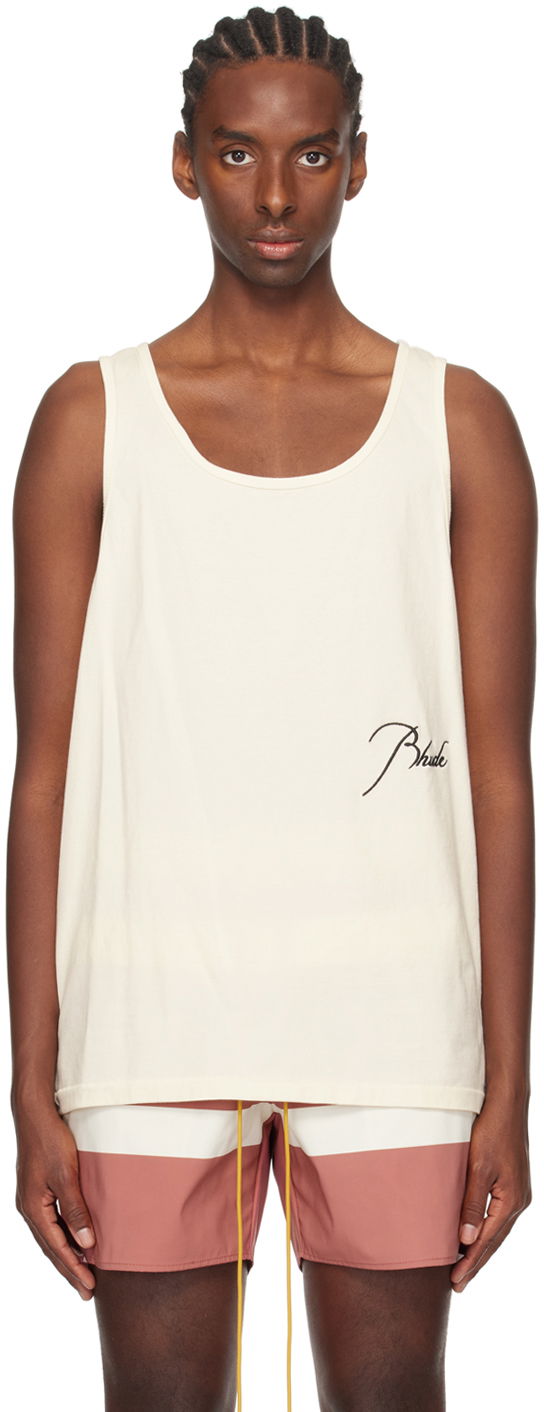 Majica brez rokavov Rhude Embroidered Tank Top Bež | RHPS24TA01012611