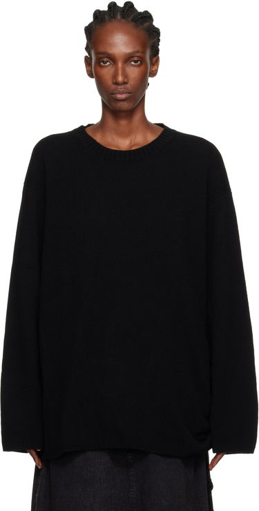 Pleteni pulover Yohji Yamamoto YOHJI YAMAMOTO String Round Neck Sweater Črna | HL-K04-184, 0