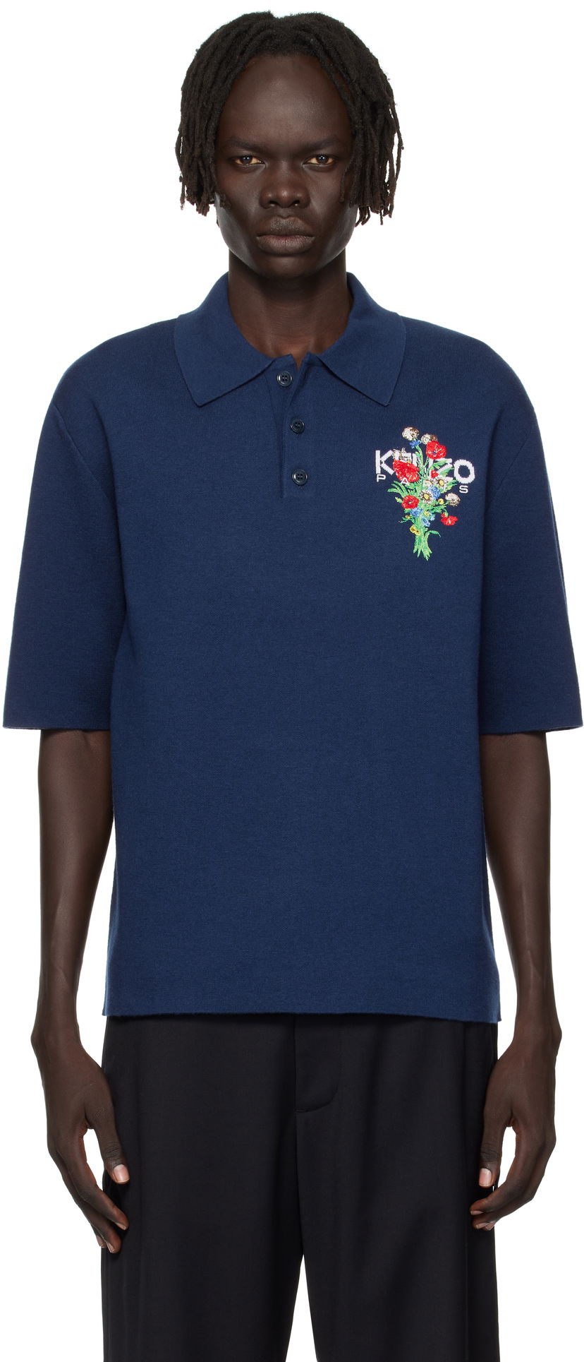 Polo majica KENZO Kenzo 'KENZO Archive Bouquet' Embroidered Polo Shirt Mornarica | FF65PO7633BG