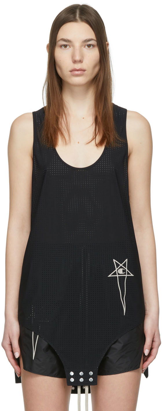 Majica brez rokavov Rick Owens Basketball Perforated Tank Top Črna | CW01B5379 CHNET, 0