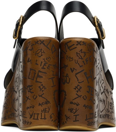 Superge in čevlji CHLOÉ Maxime Graffiti Print Wedge Sandals Črna | CHC24A02YLU, 1