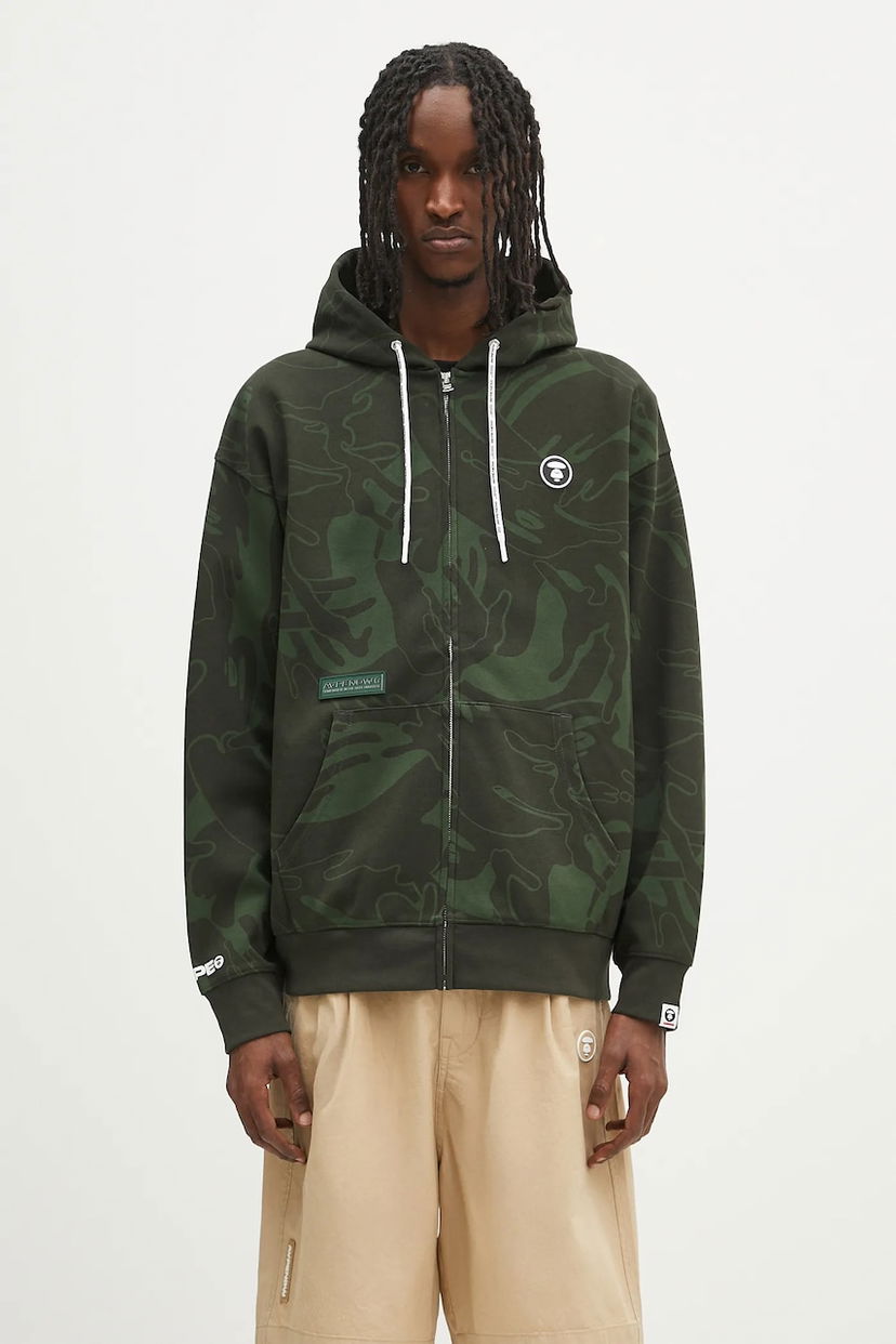 Pulover AAPE by A Bathing Ape AAPE Now Zip Up Hoodie Zelena | AAPSWMB326XXN