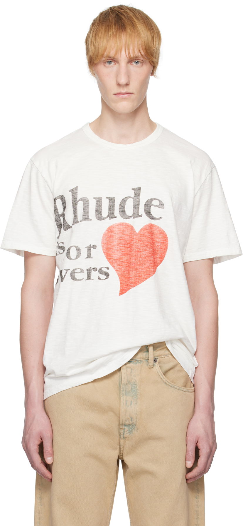 Majica Rhude Rhude Slub 'Lovers' T-Shirt Bela | RHSS25TT24012