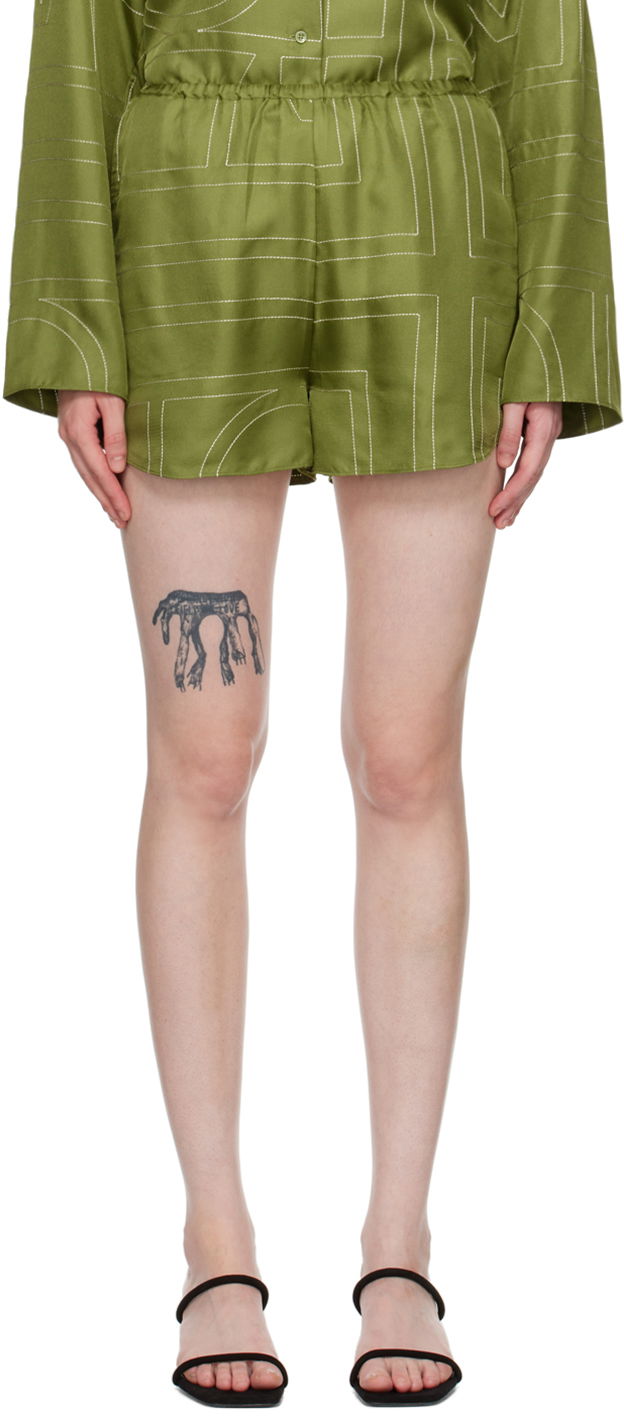 Kratke hlače TOTEME TOTEME Monogram Shorts Zelena | 241-WRB1141-FB0089