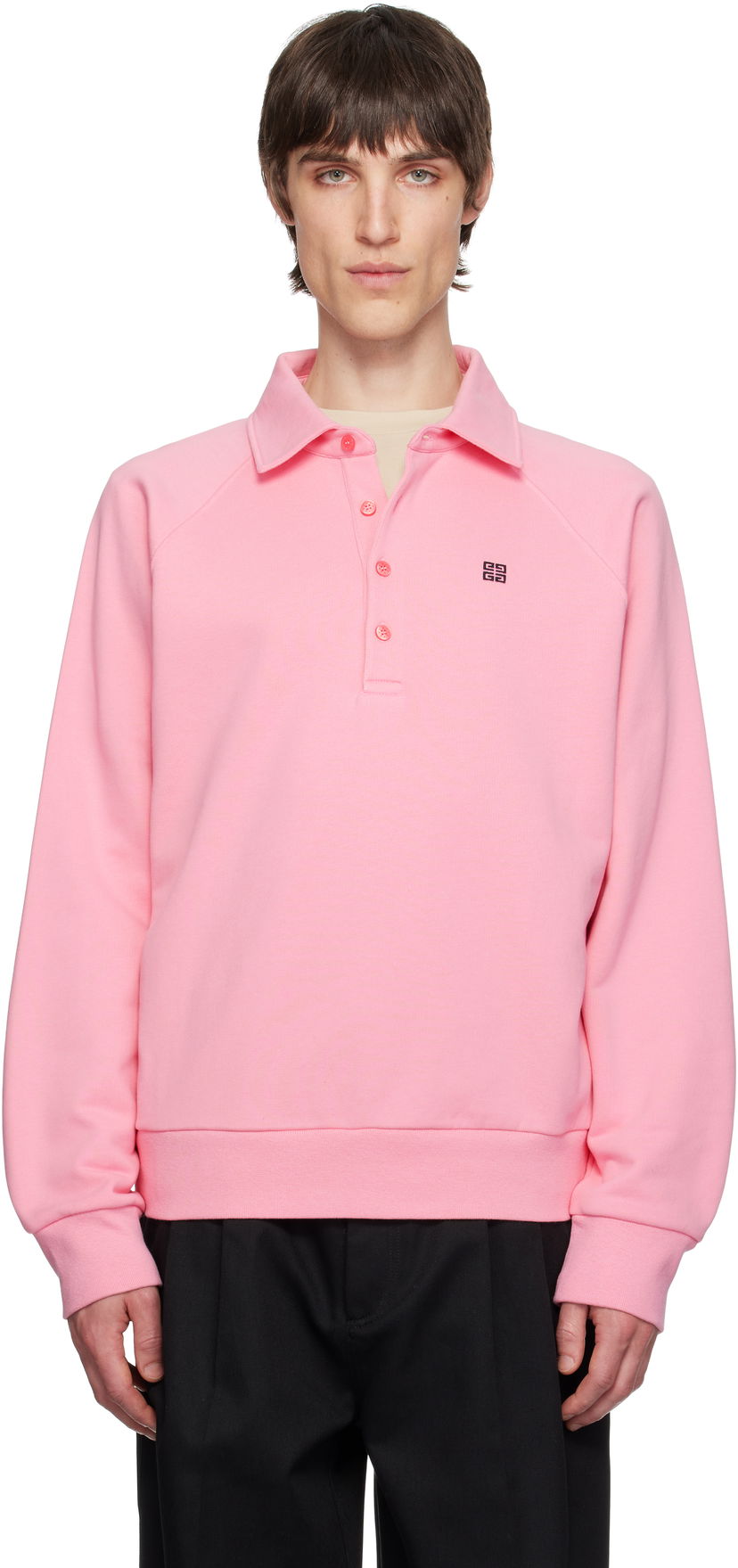 Pleteni pulover Givenchy Givenchy 4G Buttoned Raglan Polo Roza | BMJ0M53YCD662