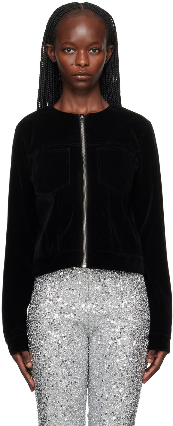 Jakna We11done Velvet Zip-Up Jacket Črna | WD-JK3-23-018-W-BK