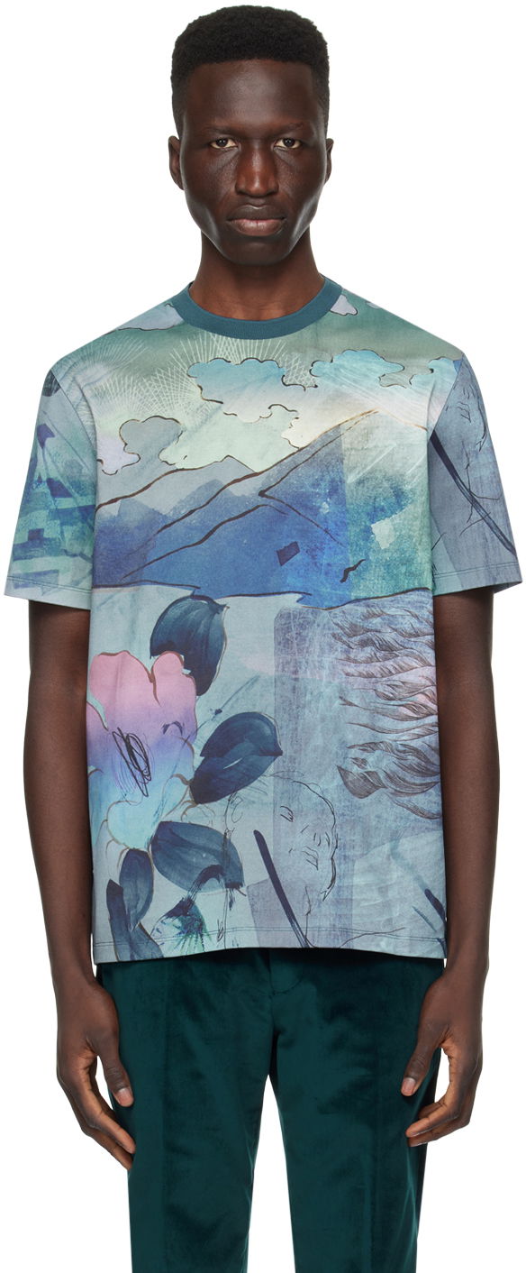 Majica Paul Smith Paul Smith Printed T-Shirt Modra | M1R-919T-MP4275-47