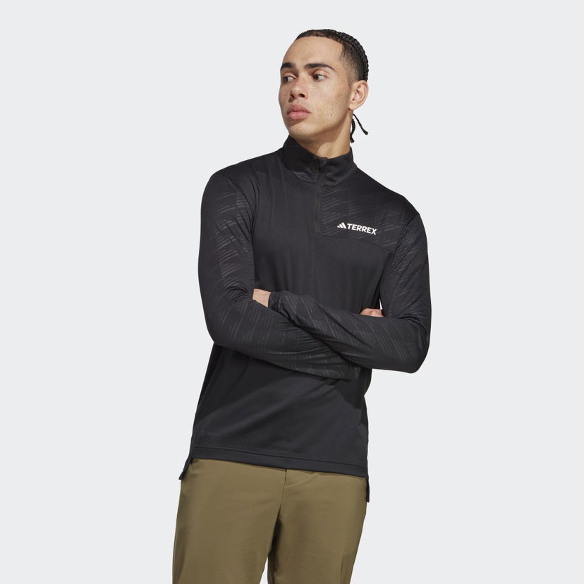 Pulover adidas Performance Multi Half-Zip Long Sleeve T-Shirt Črna | HT9501