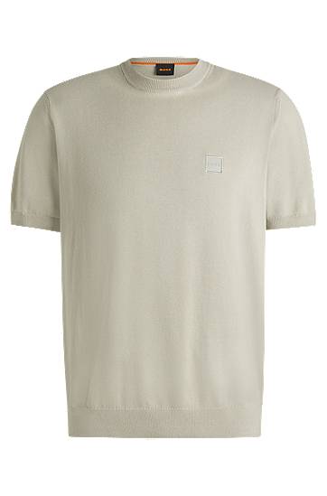 Pleteni pulover BOSS Cotton-Cashmere Knit T-Shirt Bež | 50538267