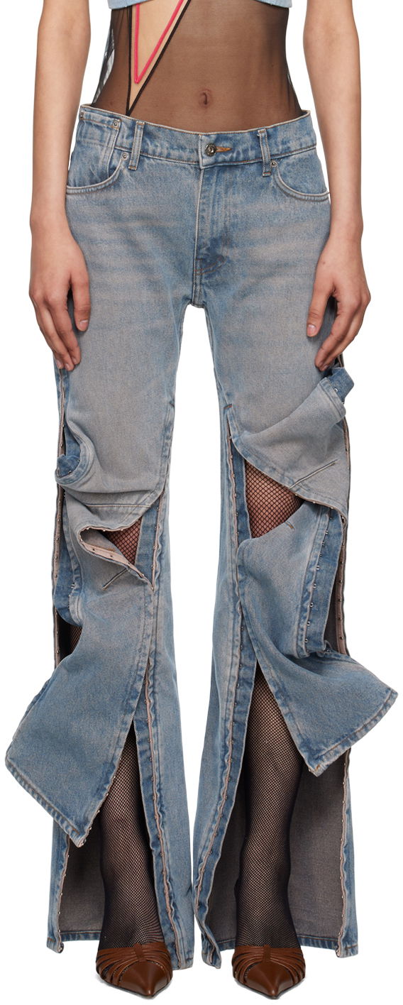 Kavbojke Y/PROJECT Blue Hook-Eye Jeans Modra | 107PA002