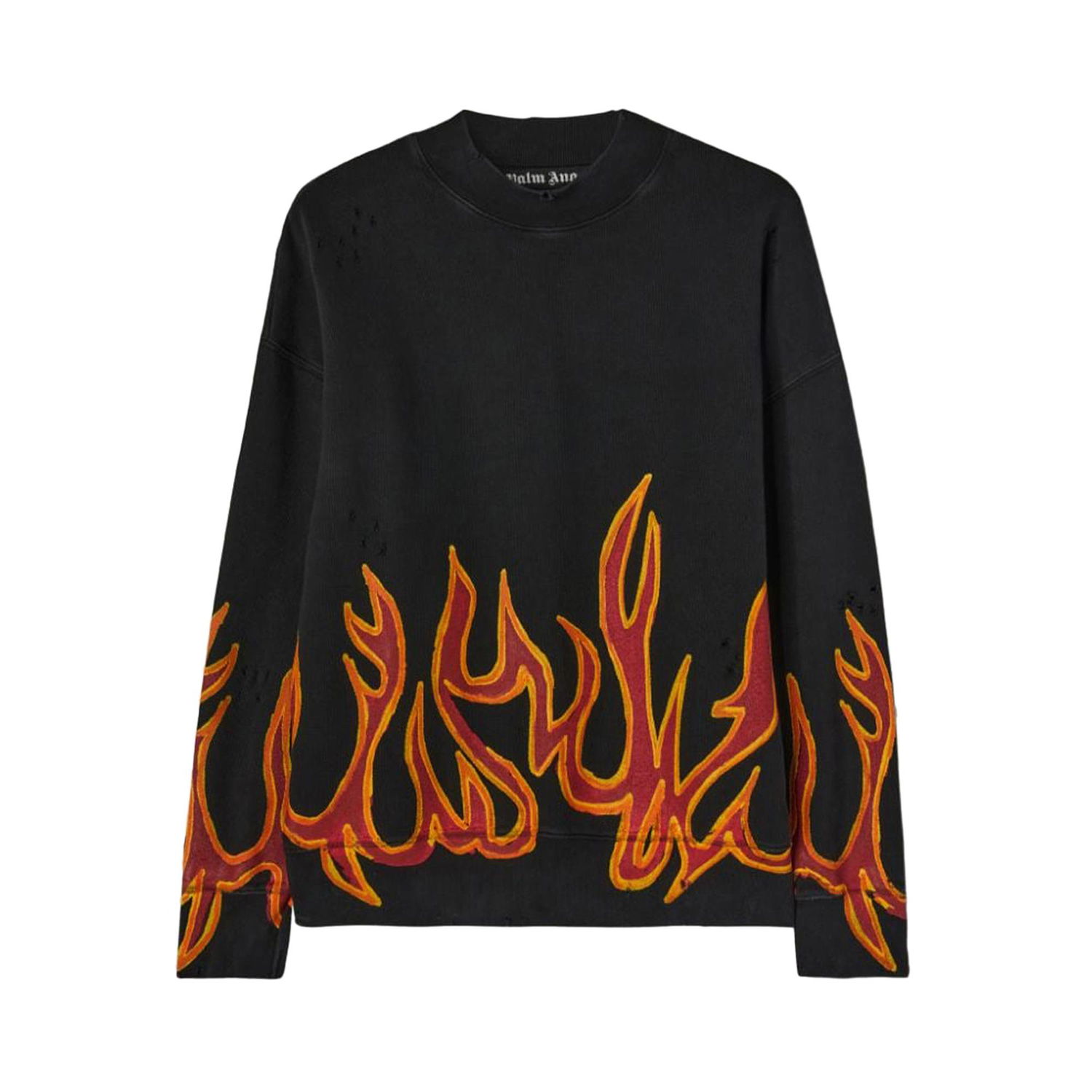 Pleteni pulover Palm Angels GD Graffiti Flames Crewneck Črna | PMBA065F22FLE0051025, 1