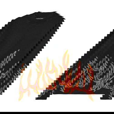 Pleteni pulover Palm Angels GD Graffiti Flames Crewneck Črna | PMBA065F22FLE0051025, 1