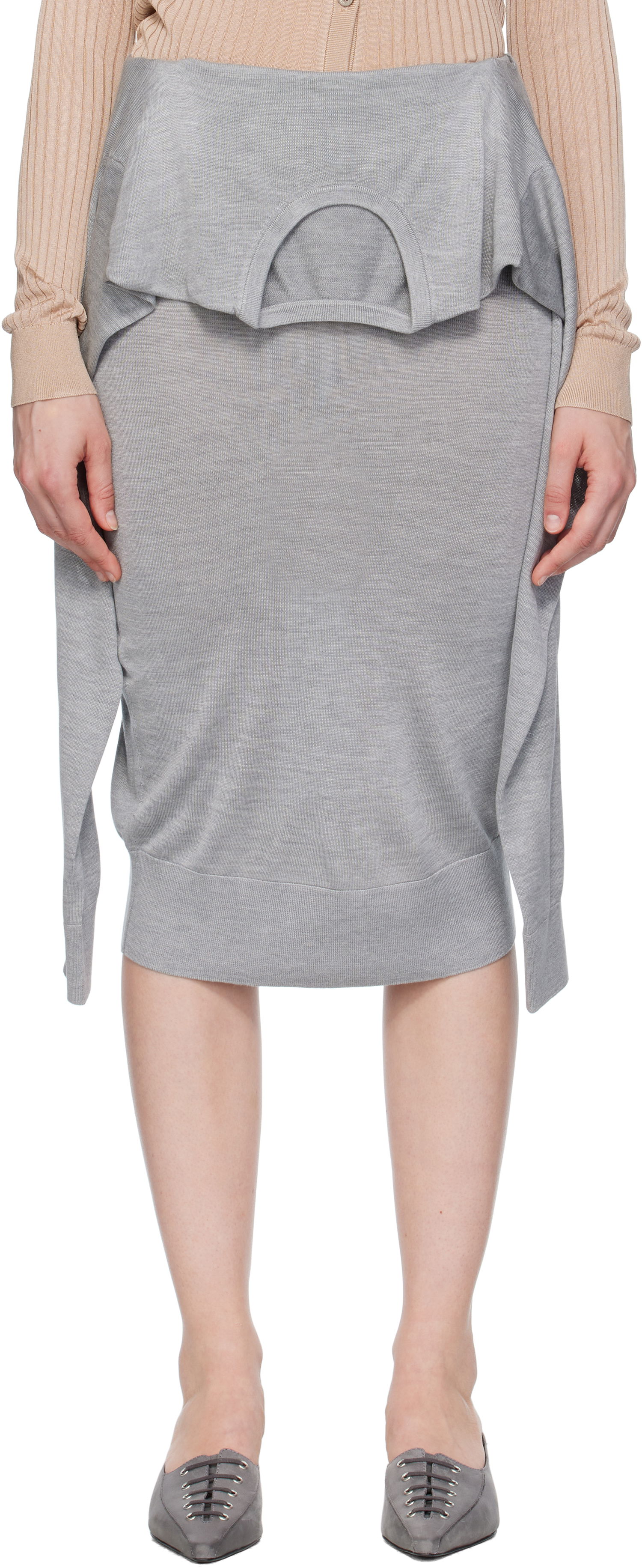 Krila Acne Studios Acne Studios Layered Midi Skirt Siva | AF0527-, 0