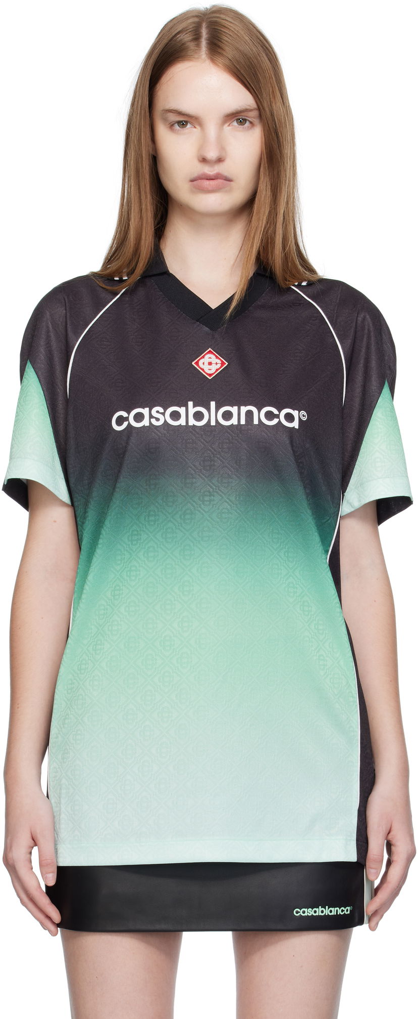 Majica Casablanca Casablanca Gradient Monogram Jacquard Football T-shirt Črna | U-WPF25-JTP-375-01