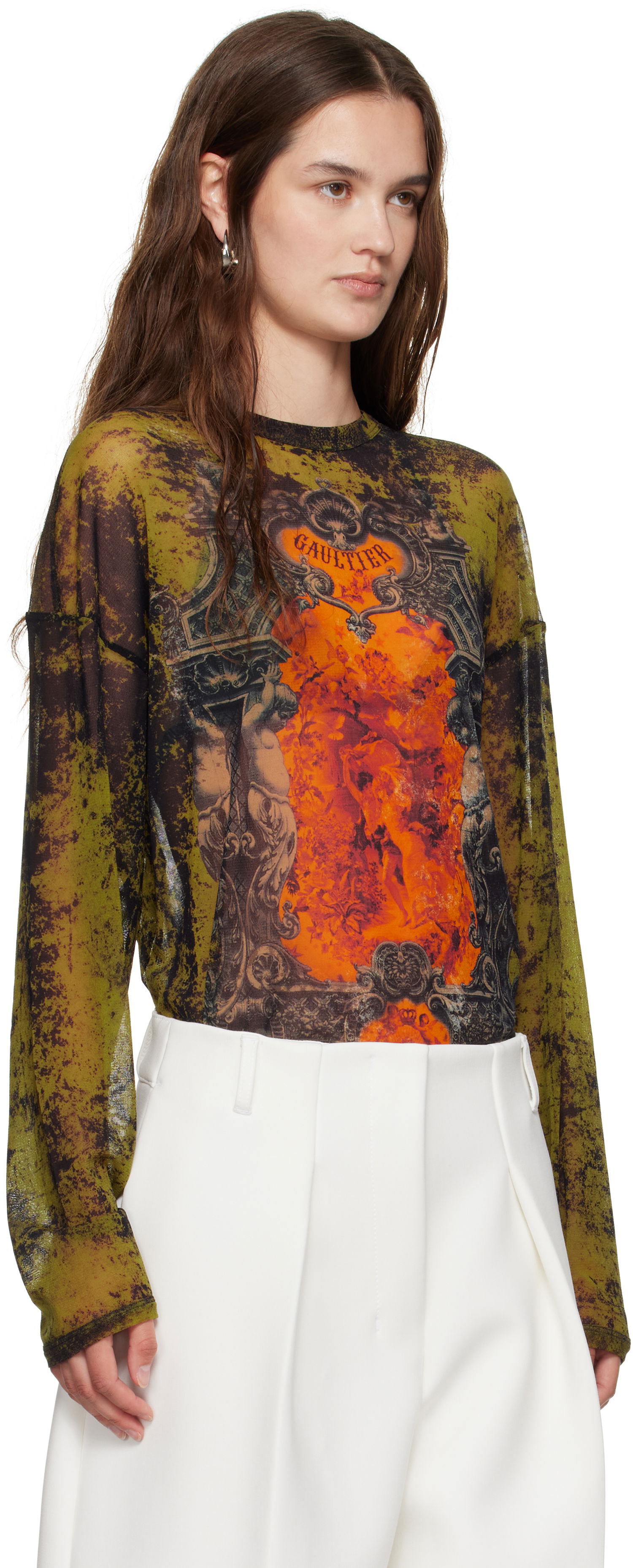 Majica Jean Paul Gaultier Jean Paul Gaultier Oversized Medallion Graphic Top Zelena | 25/03-W-TO340-M006P-004115, 1