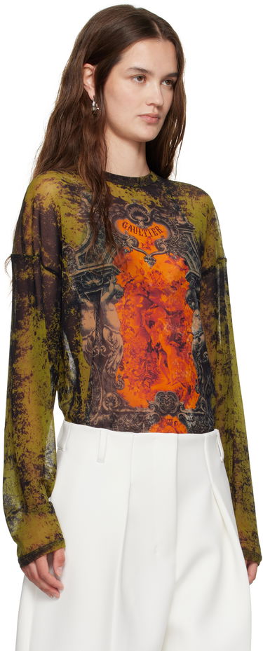 Majica Jean Paul Gaultier Jean Paul Gaultier Oversized Medallion Graphic Top Zelena | 25/03-W-TO340-M006P-004115, 1