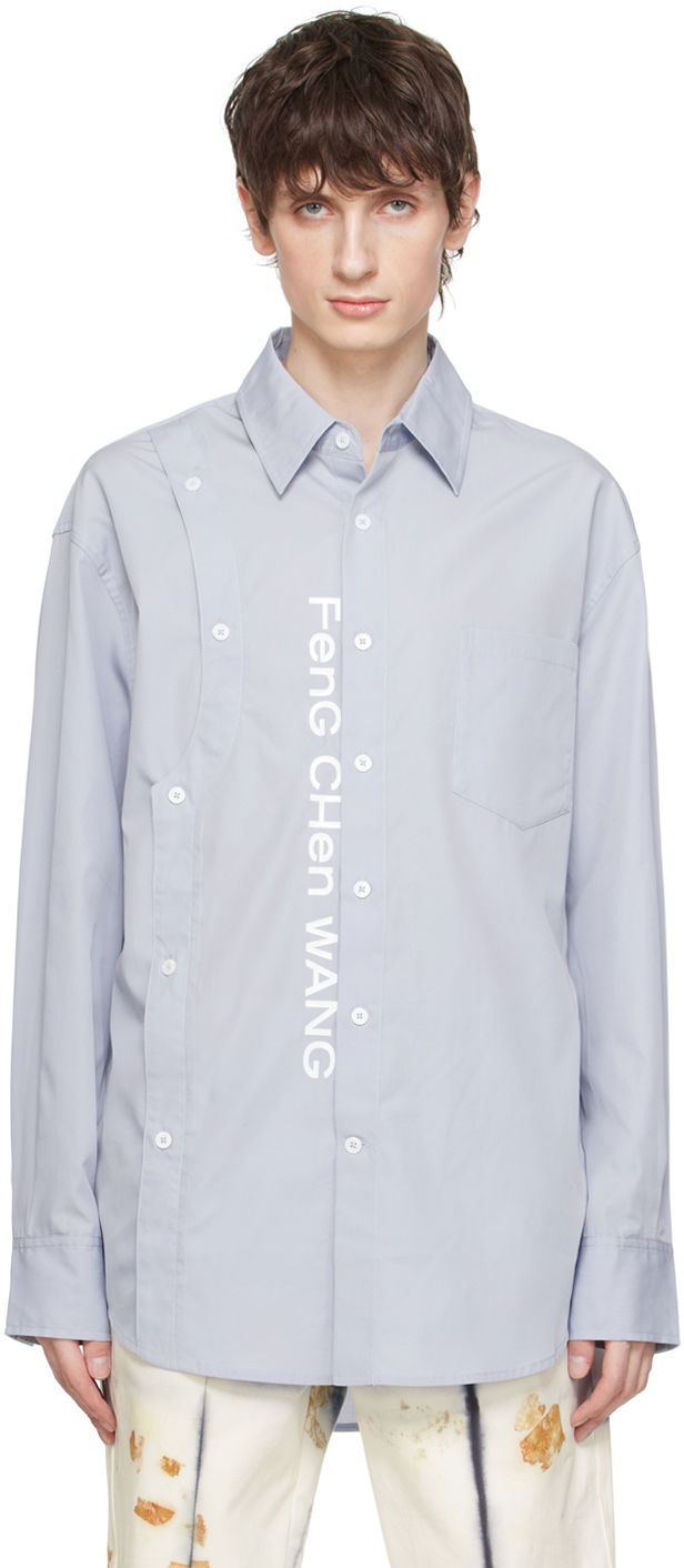 Srajce Feng Chen Wang Feng Chen Wang Printed Shirt Modra | FMS17SR03B