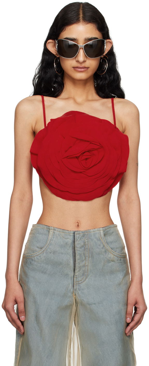 Krop-top Blumarine Blumarine Rose Tank Top Rdeča | P444C084A