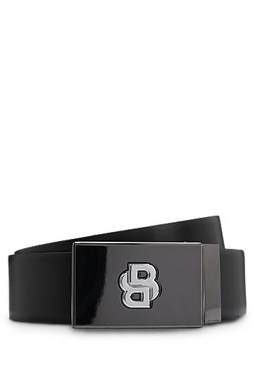 Pasovi BOSS Reversible Italian leather belt with metallic buckle Črna | 50553335