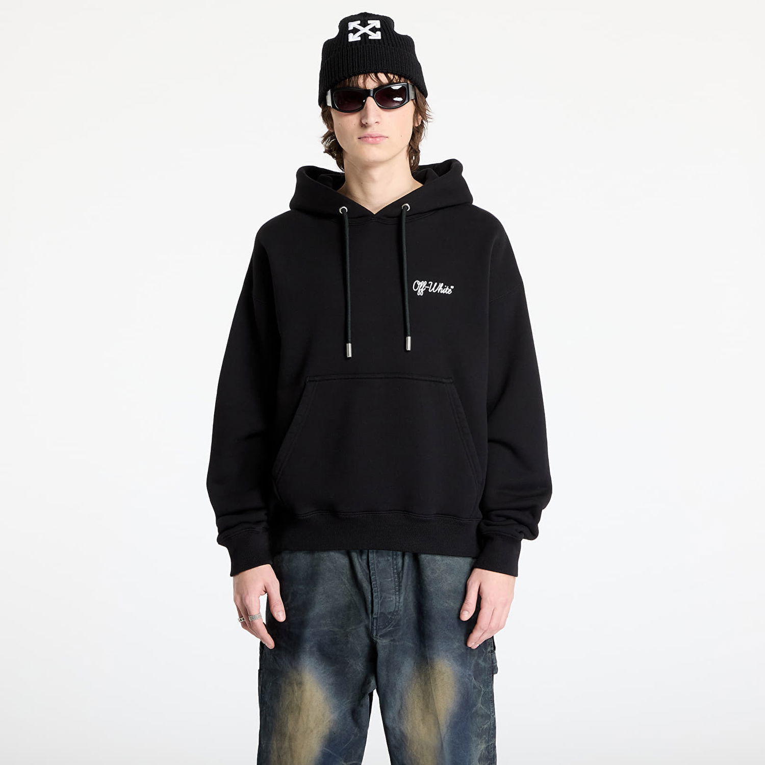 Pulover Off-White Script Skate Black Hoodie Črna | OMBB085C99FLE0191001, 0