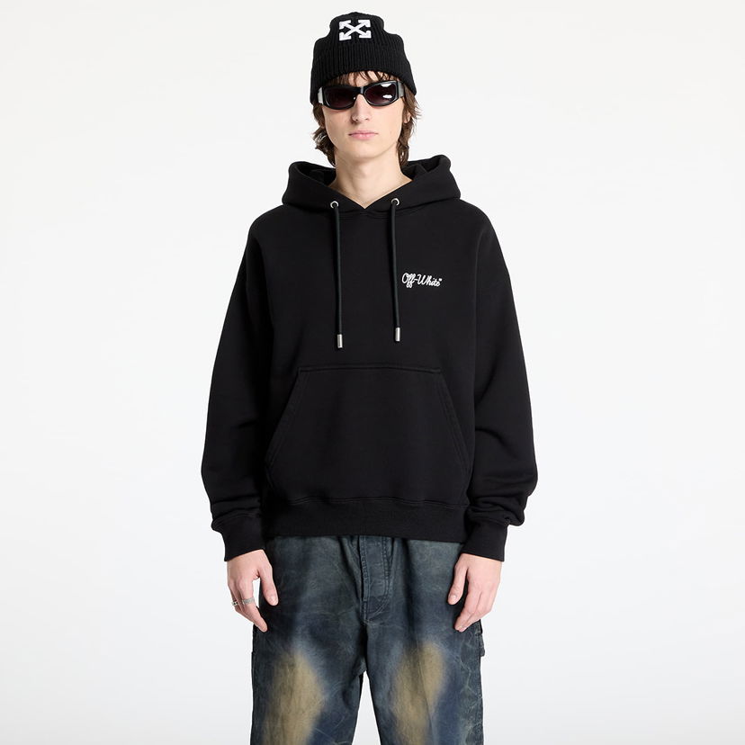 Pulover Off-White Script Skate Black Hoodie Črna | OMBB085C99FLE0191001