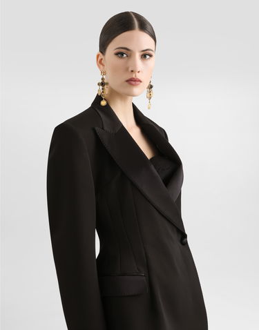 Jakna Dolce & Gabbana Dolce & Gabbana Double-breasted Wool Gabardine Tuxedo Jacket Črna | F297FTFU21EN0000, 3