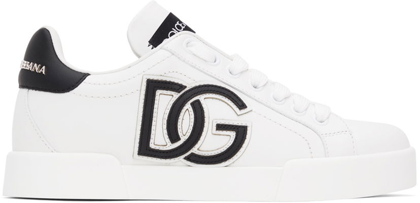 Superge in čevlji Dolce & Gabbana White & Black Portofino Sneakers Bela | CK1545 AC330