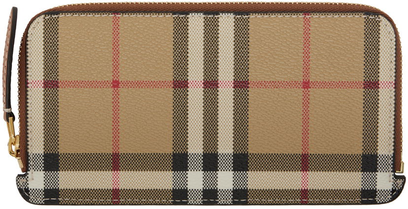 Denarnica Burberry Check Zip Card Holder Bež | 8073978