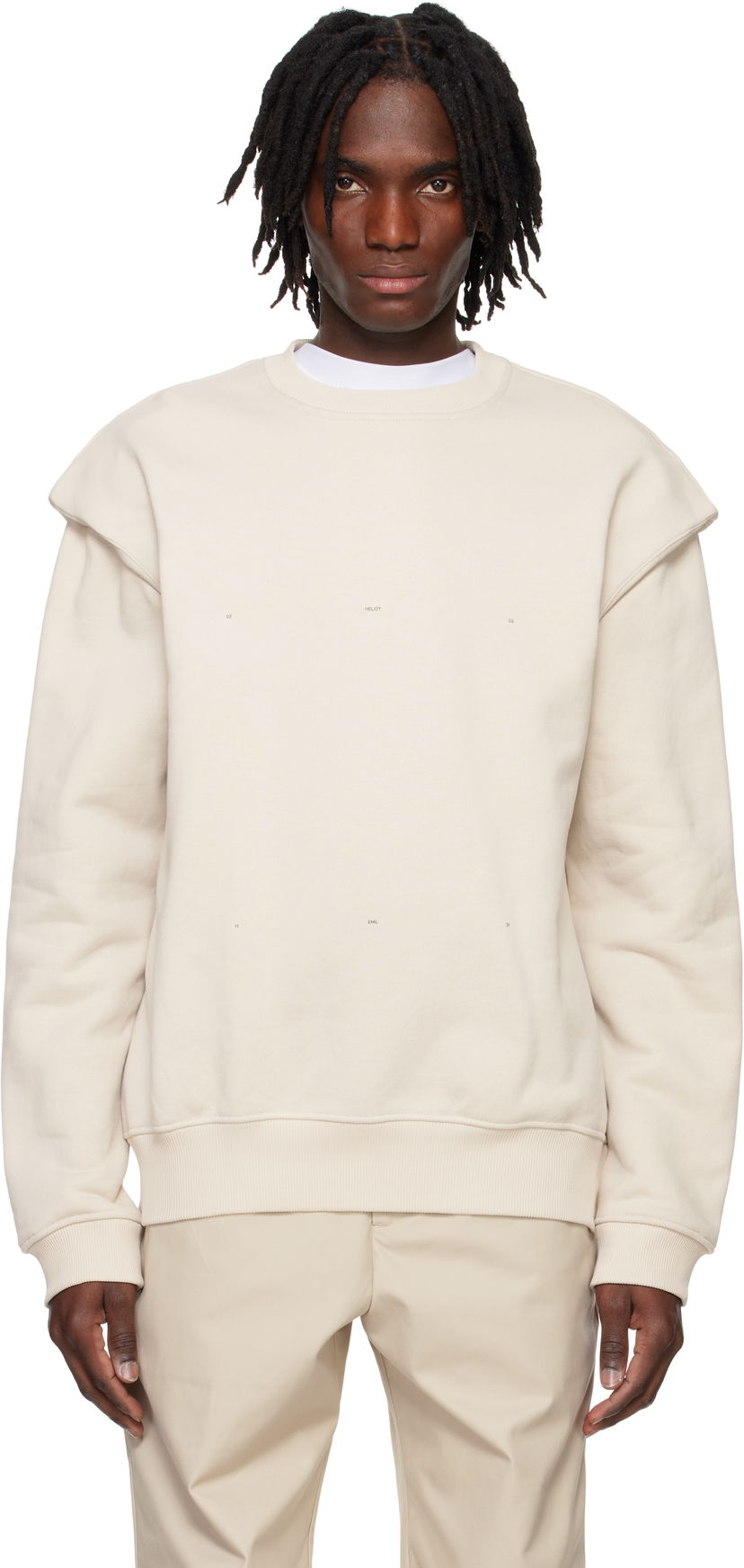Pulover HELIOT EMIL HELIOT EMIL Outline Logo Sweatshirt Bež | PRESS25_M_08_052_ST18_CO